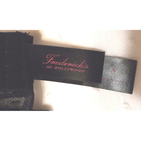 Rare Fredrick's Of Hollywood Satin w/Polka Dotted Mesh Satin Collar Garters Sz S - Picture 5 of 5
